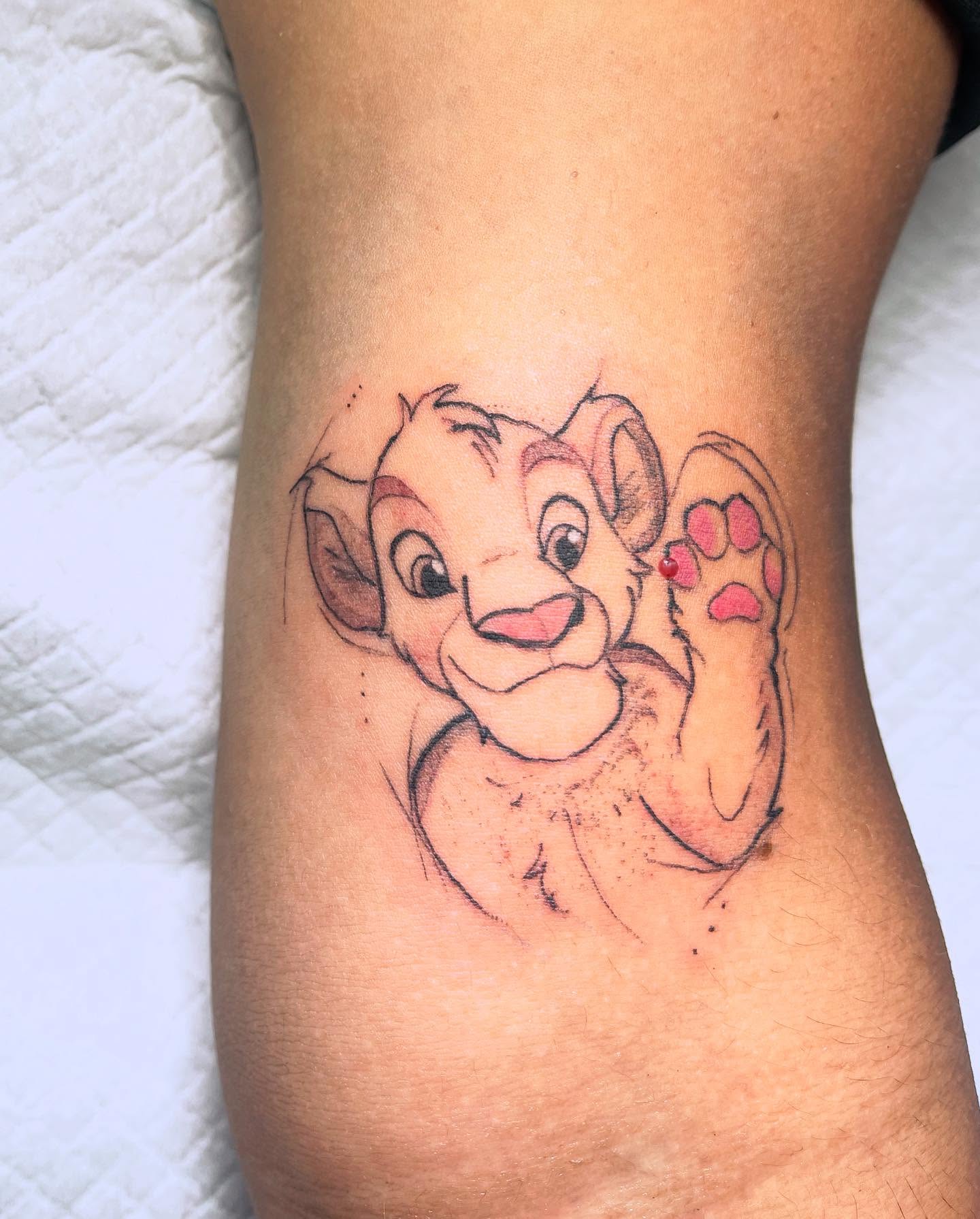 Simba dotwork tattoo on the forearm by Shampooh