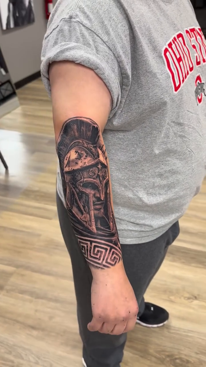 Spartan helmet realism tattoo by ๐๐๐๐ ๐๐๐๐