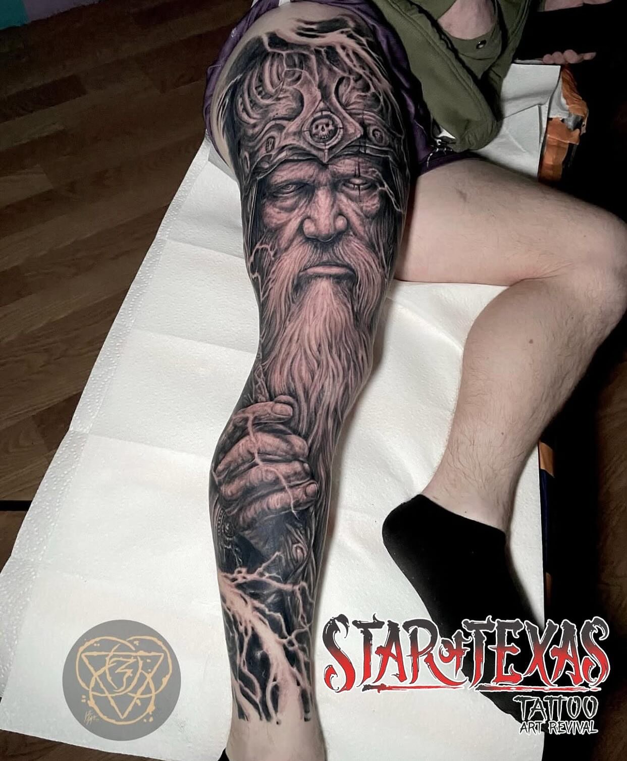 Viking warrior realism tattoo on the forearm by Justin (iam3) Leifeste