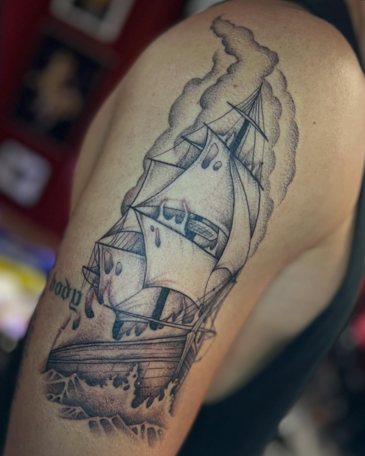 Tattoo by @moemoetattoos — black_and_grey, realism