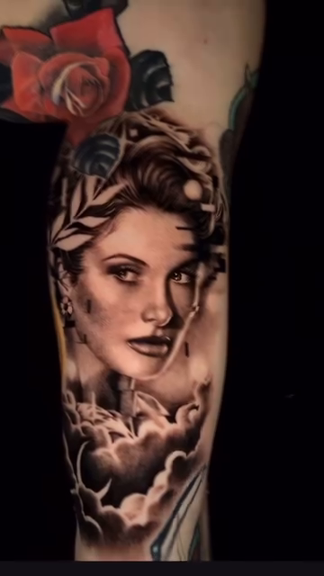 Woman and rose realism tattoo by Xando