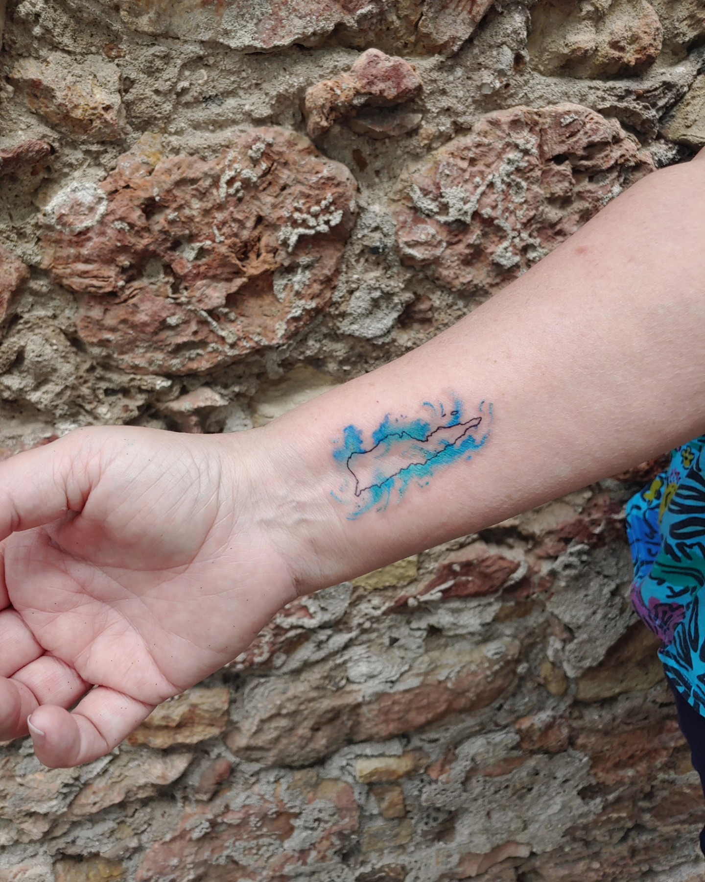 Map watercolor tattoo on the forearm by ✨Vii Duquette✨