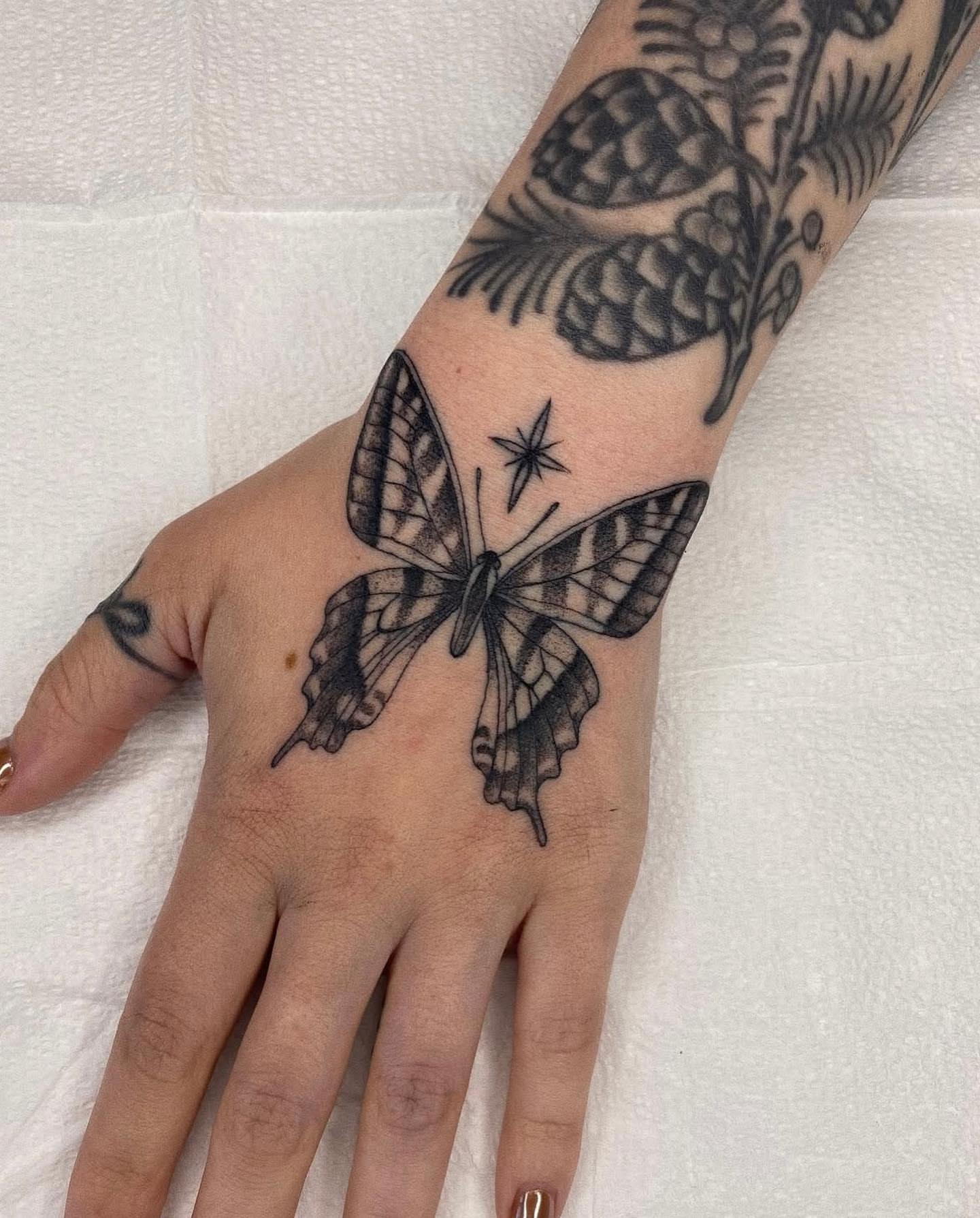 Tattoo by @mothmilk — black_and_grey