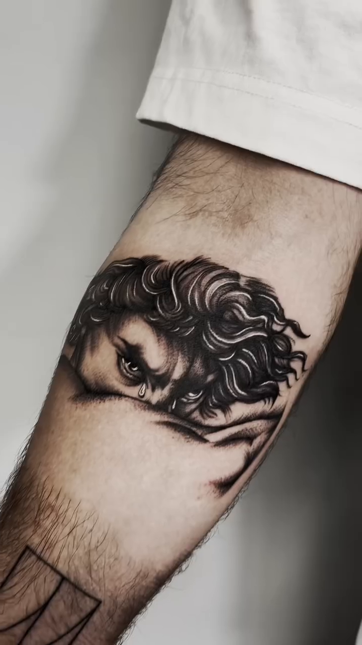 Crying eyes of a fallen angel realism tattoo by ✿ Desiree Gawle ✿
