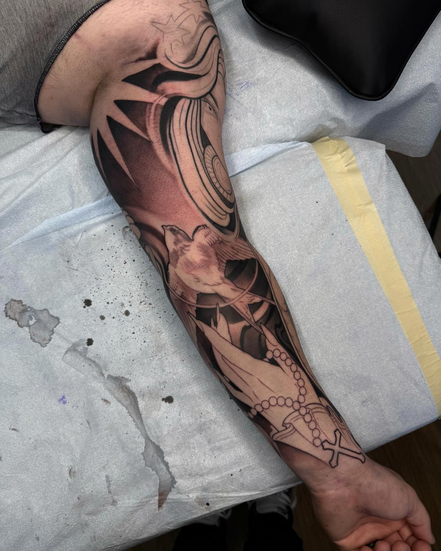 Religious imagery realism tattoo on the forearm by Bryan ๐ฅ Loggins, Baton Rouge, Louisiana