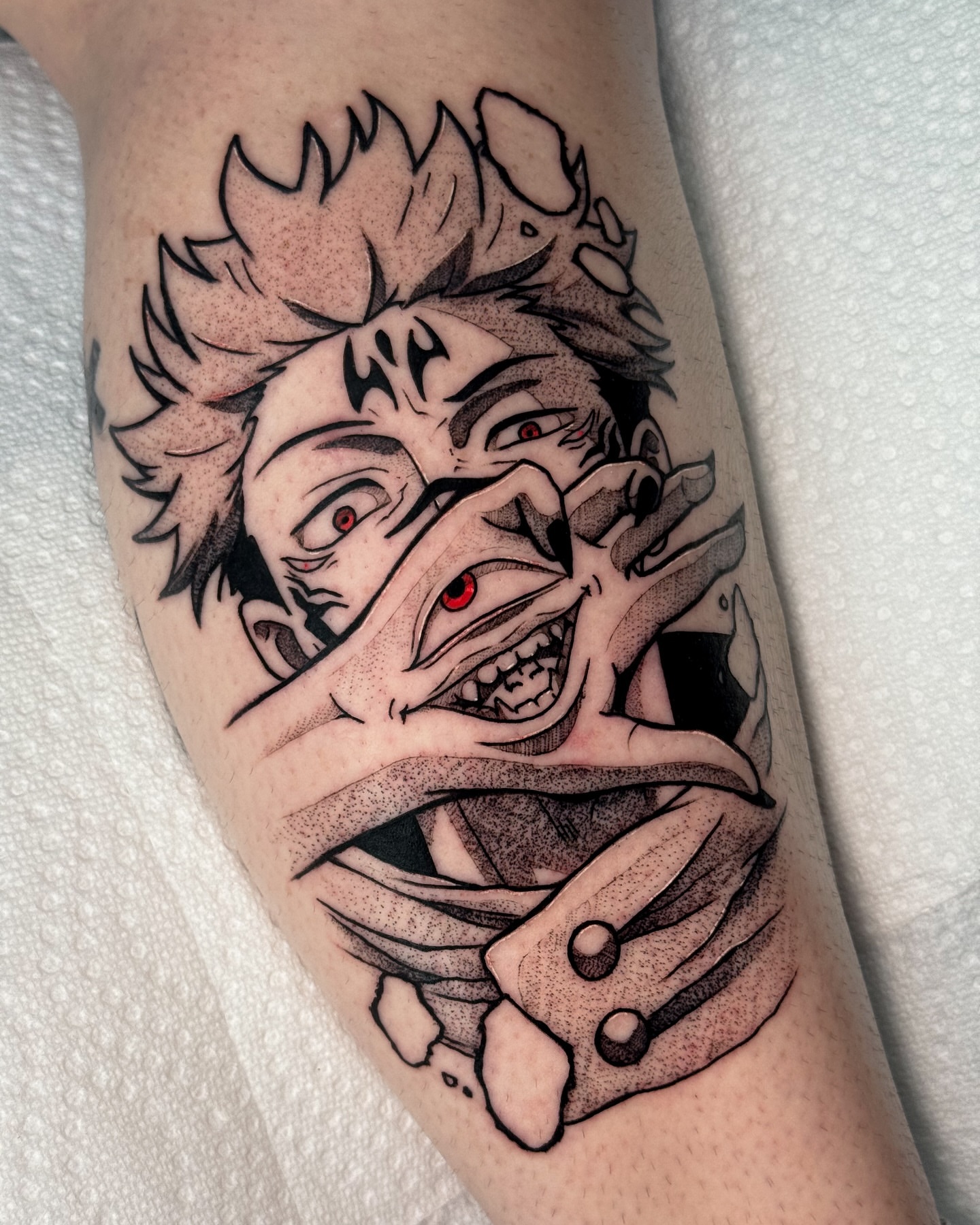 Tattoo by @doomedtattoo — dotwork, black_and_grey