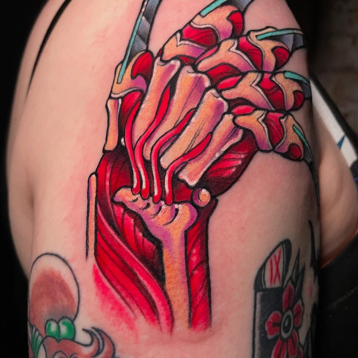 Skeleton hand American traditional tattoo on the shoulder by ππΈππππ π΅ππππππ