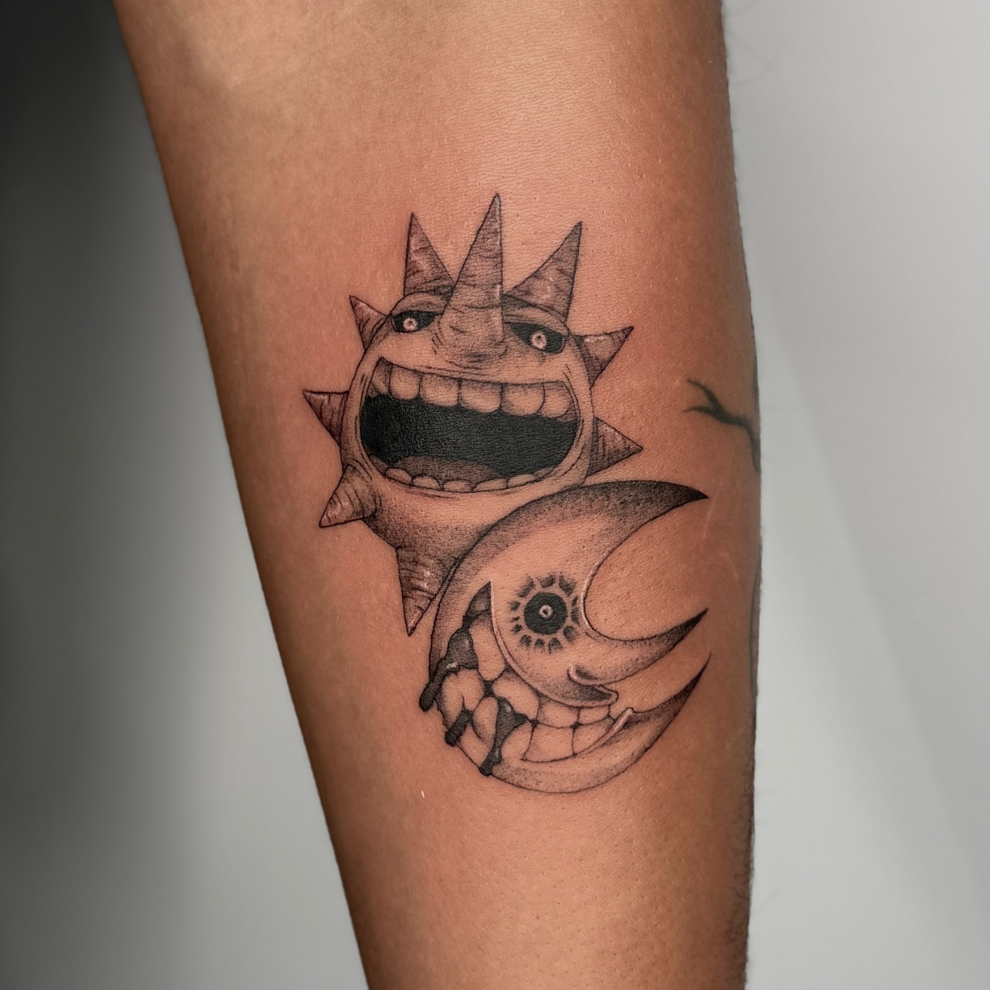 Tattoo by @grimsaintt — black_and_grey