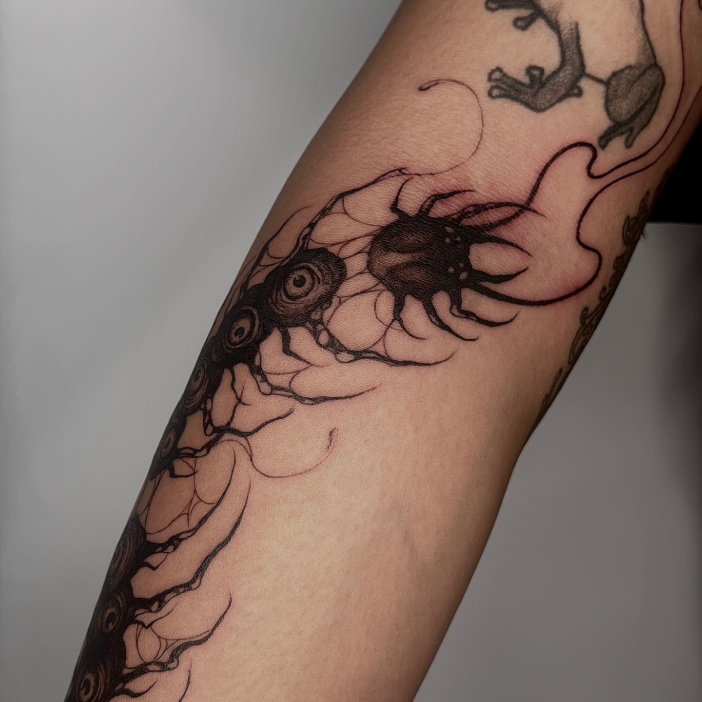 Tattoo by @grimsaintt — black_and_grey