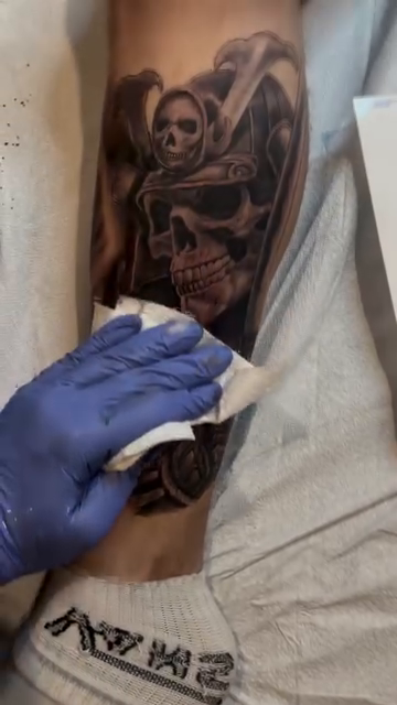 Samurai skull realism tattoo by Antonio Massimino