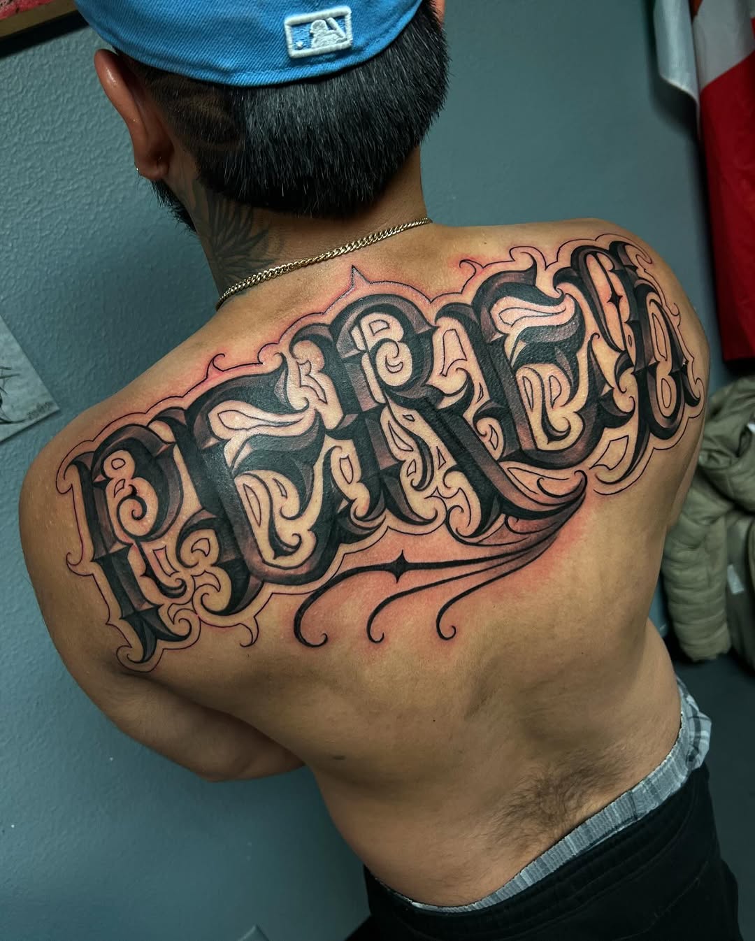 Tattoo by @smukonetattoos — lettering_script, chicano