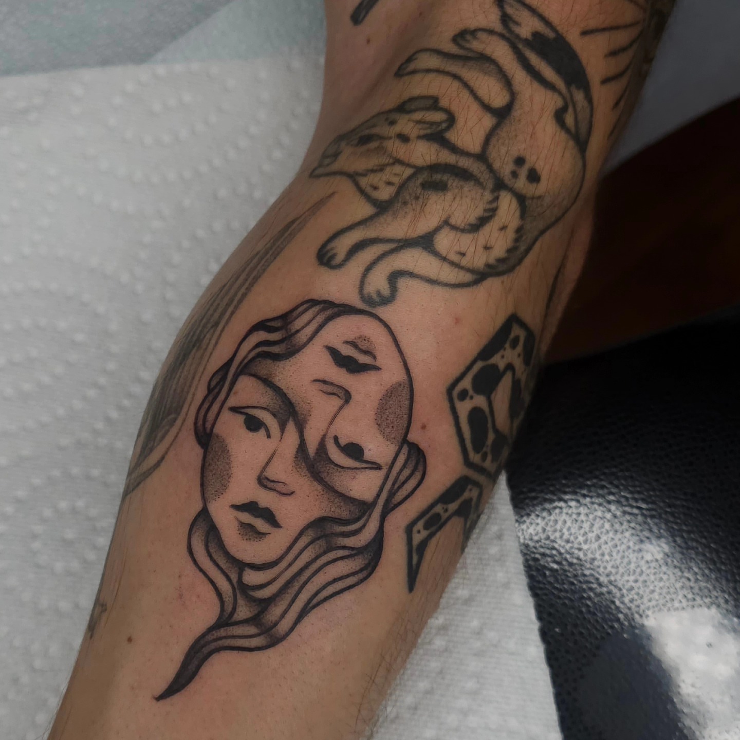 Tattoo by @hey.julieanne — dotwork, black_and_grey