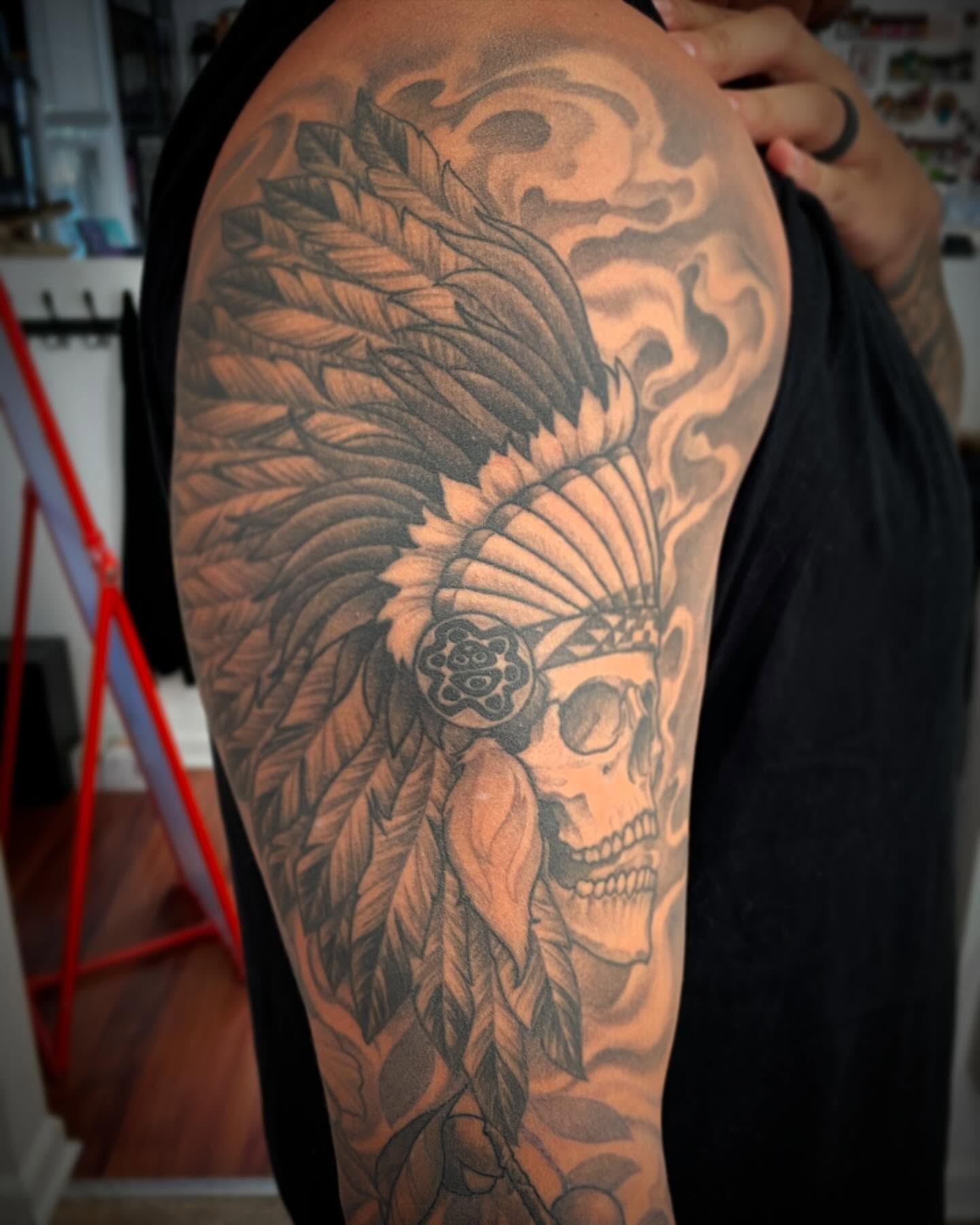 Tattoo by @wizardspits — black_and_grey, realism