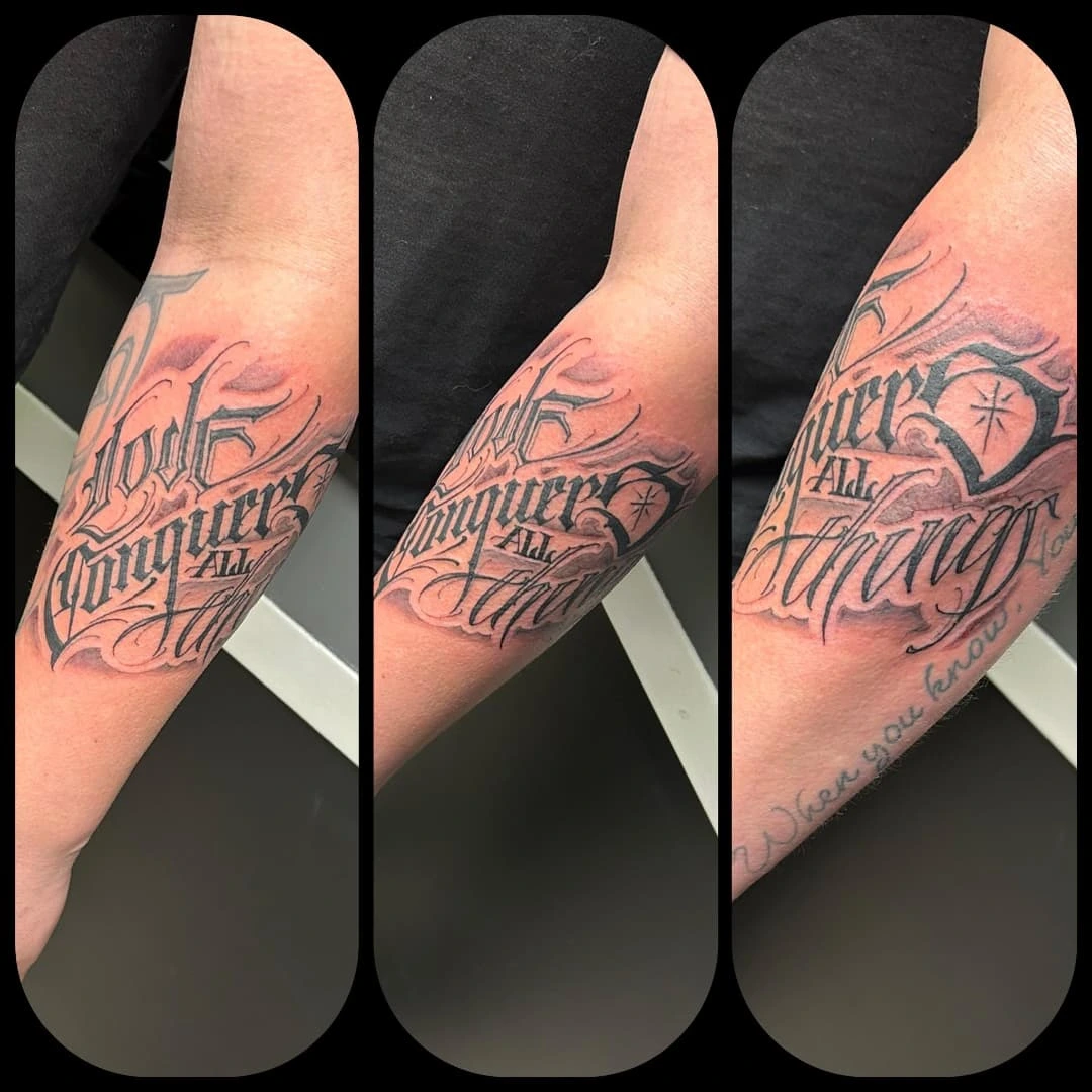 Tattoo by @thezaptrap — lettering_script