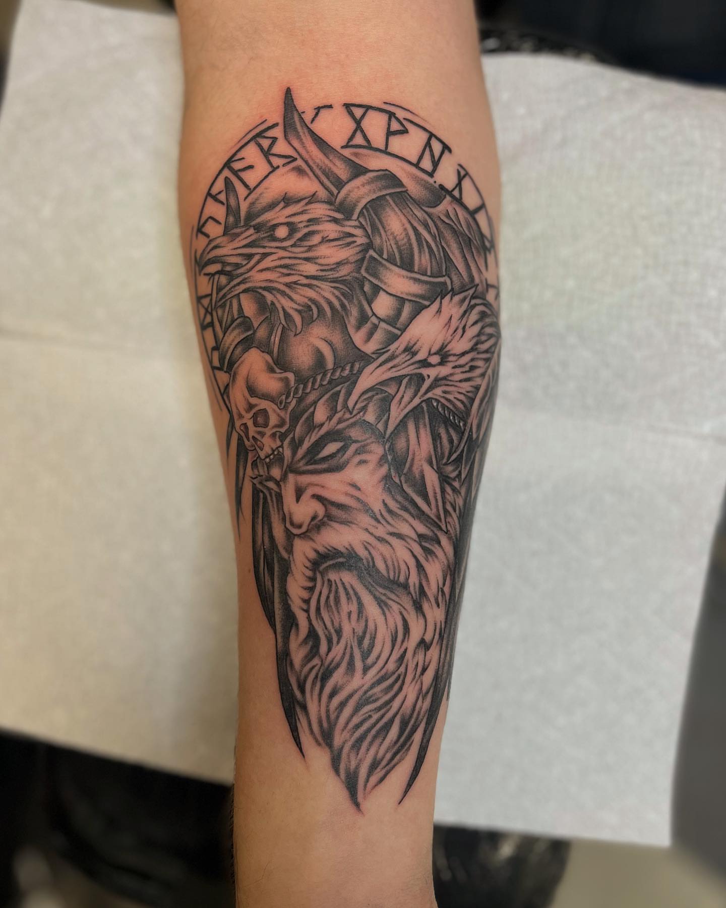 Tattoo by @goldenboysink — black_and_grey, realism