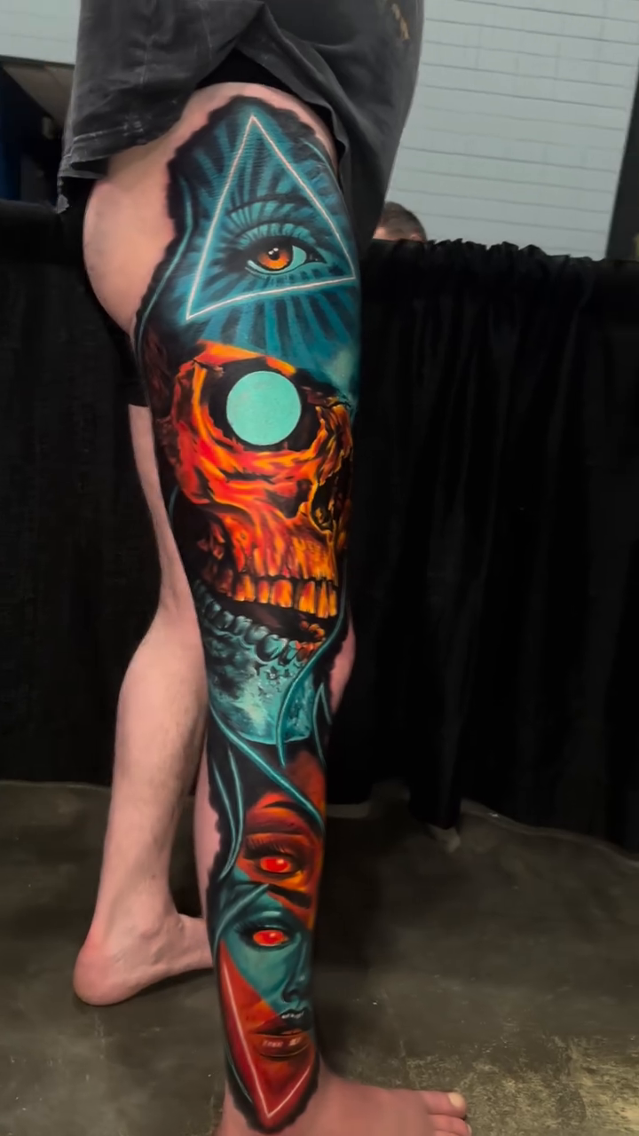 Skull and eyes dark realism tattoo by Joseph Delaparra