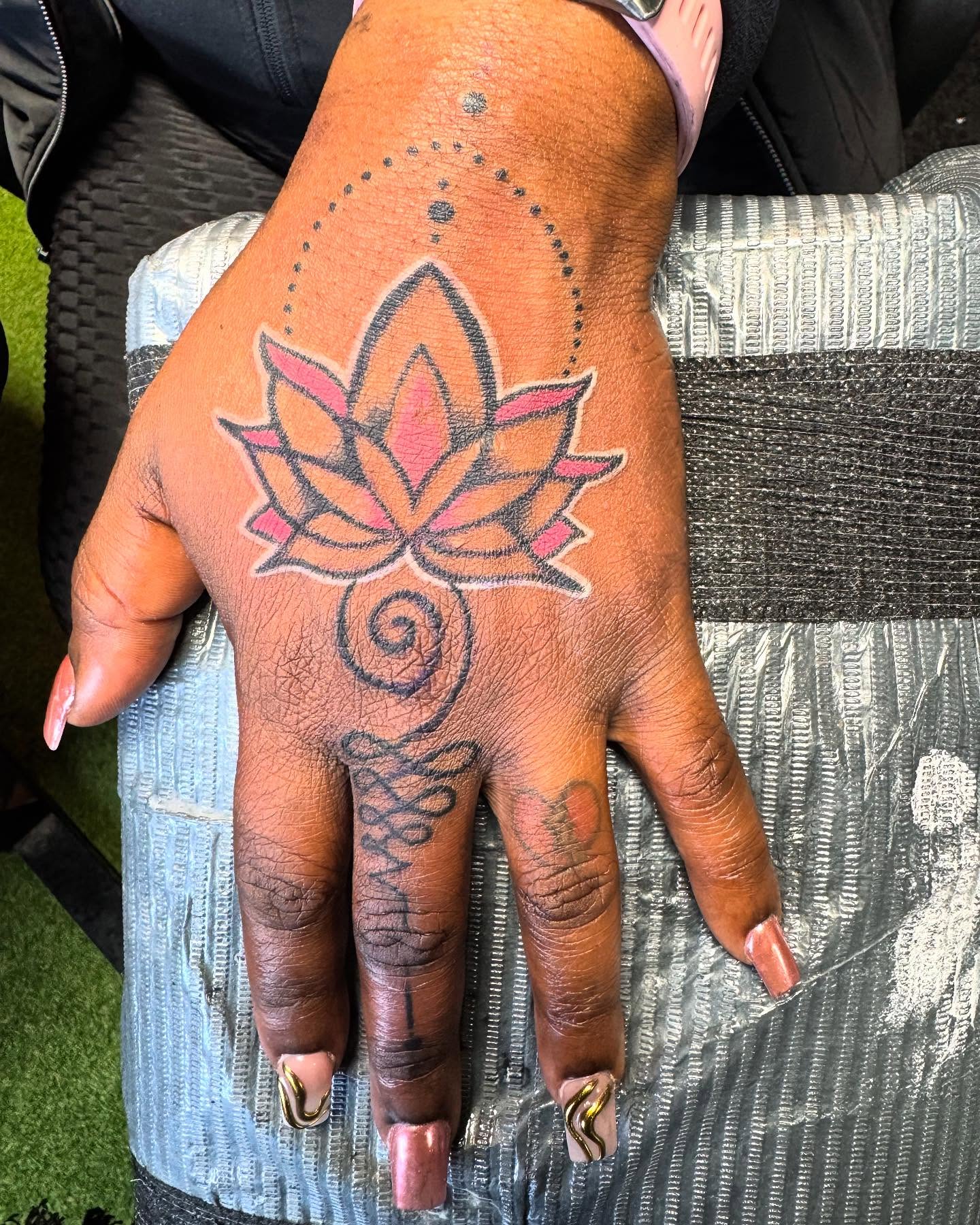 Tattoo by @tattooedbybacon — dotwork, geometric