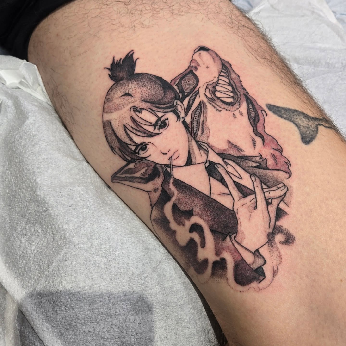 Tattoo by @savshimi — dotwork, anime