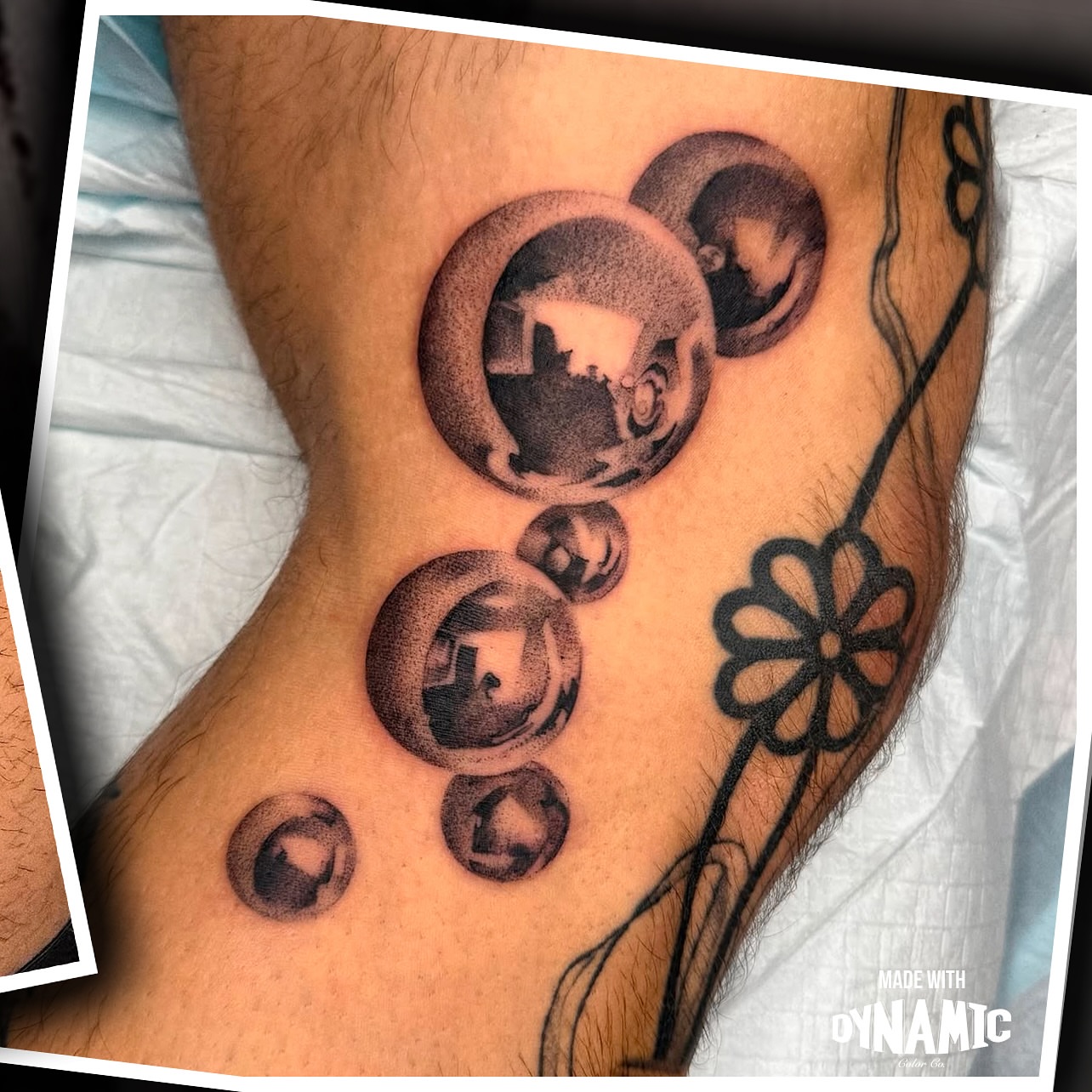 Bubbles dotwork tattoo on the forearm by Jenni Palomaa