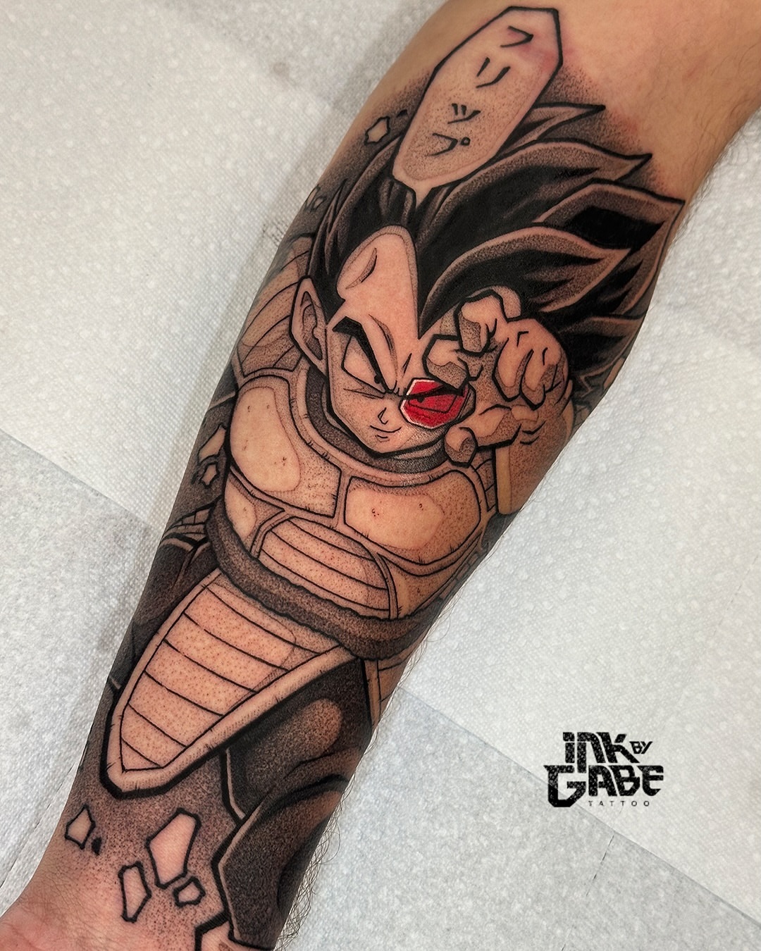 Vegeta anime tattoo on the forearm by ɢᴀʙʀɪᴇʟ ᴍᴇɴᴅᴇꜱ ᴏʟɪᴠᴇɪʀᴀ