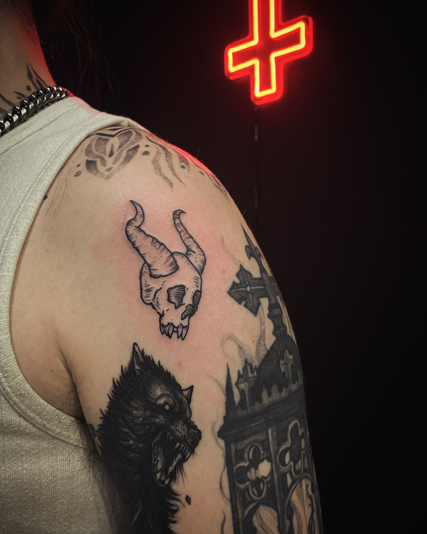 Tattoo by @chrisdafacetattoo — black_and_grey