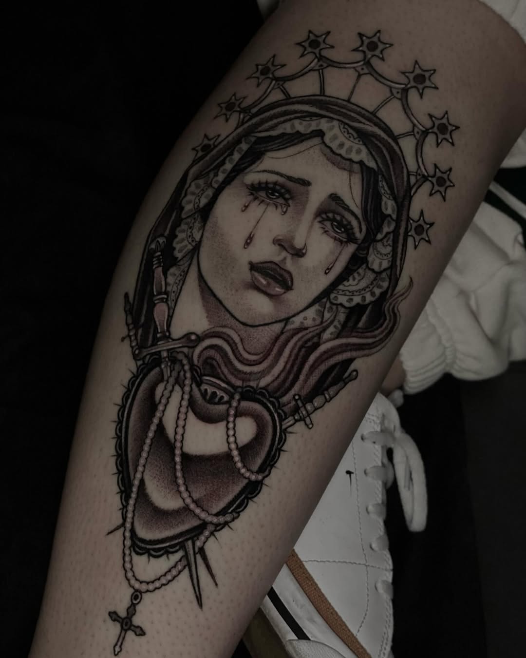 Tattoo by @taylorelizabethtattoos — black_and_grey, neo_traditional