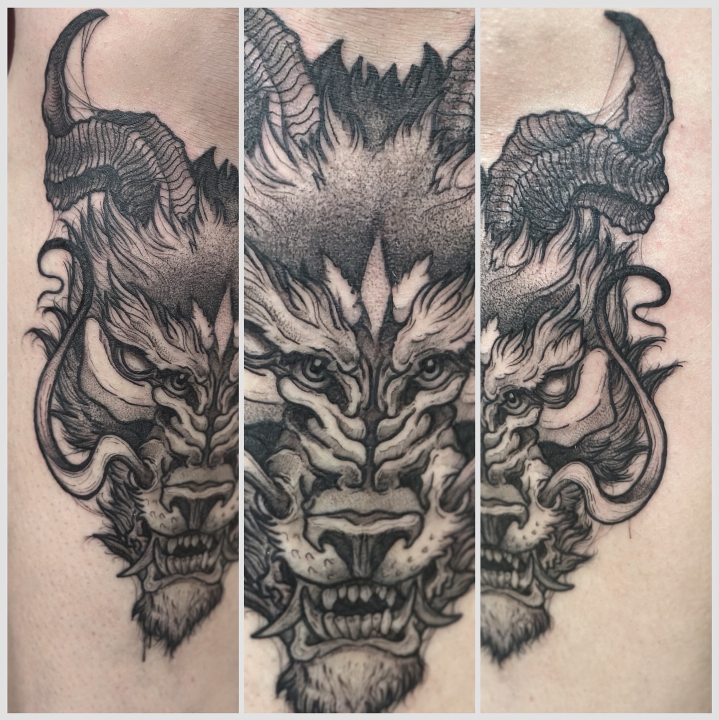 Tattoo by @carnivorousfx — dotwork, black_and_grey