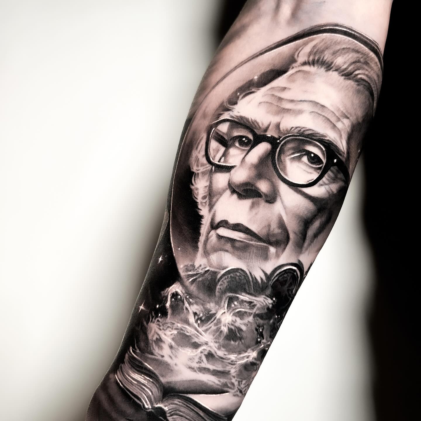 Portrait realism tattoo on the forearm by Eltche Art Tattoo