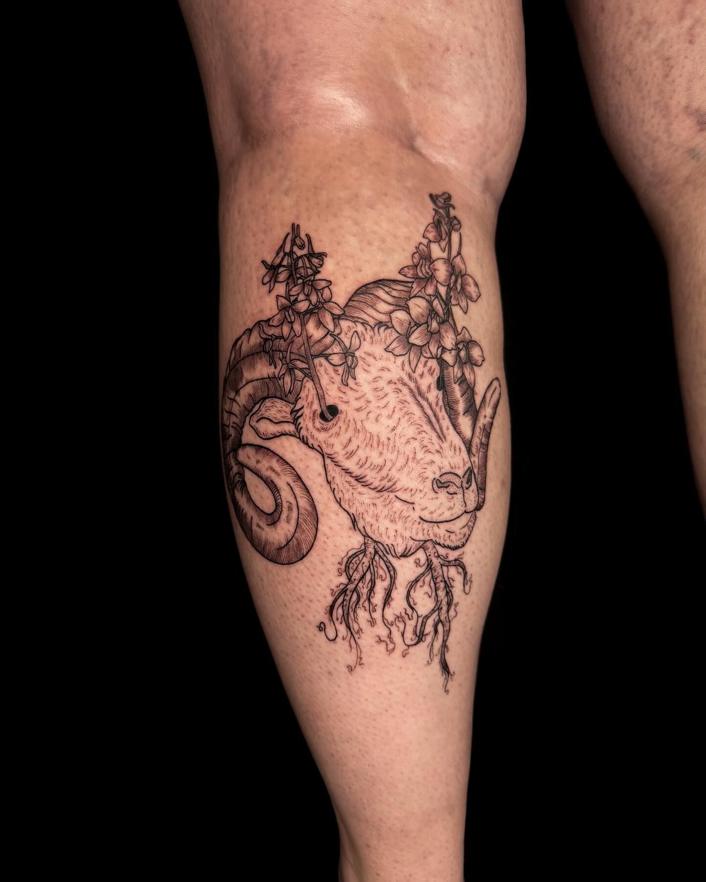 Tattoo by @faunawitchtattoo — black_and_grey
