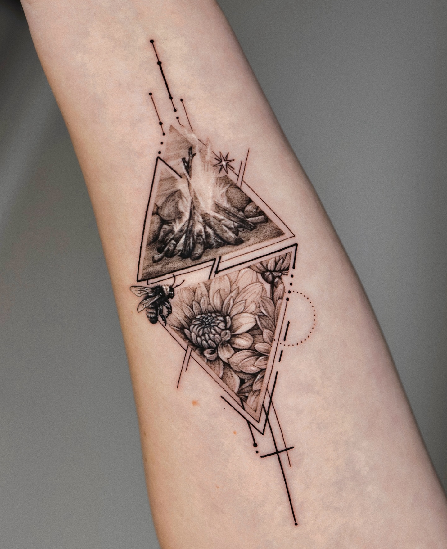 Tattoo by @gayitattoo — geometric, black_and_grey