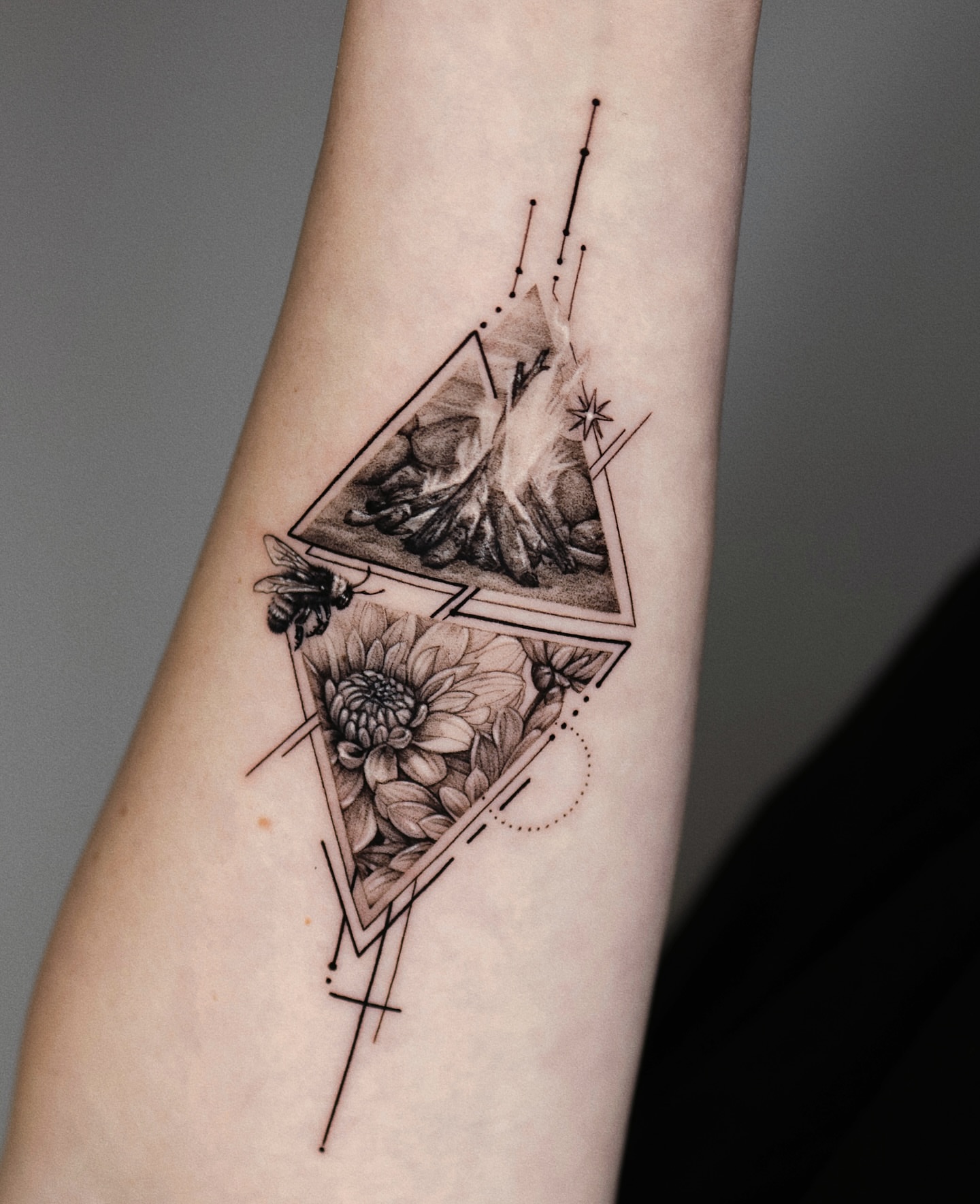 Tattoo by @gayitattoo — geometric, black_and_grey