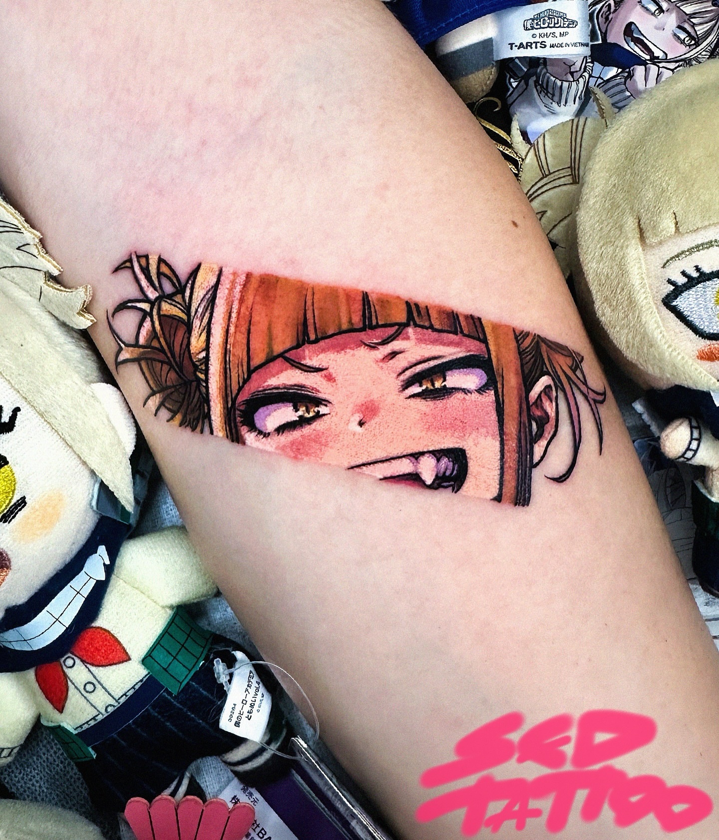 Anime character anime tattoo on the forearm by Sed