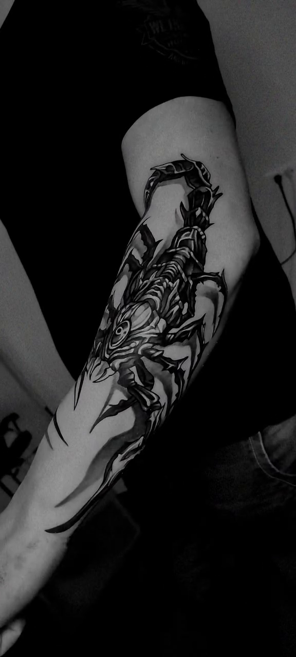 Scorpion blackwork tattoo by Lukasz Olszanski