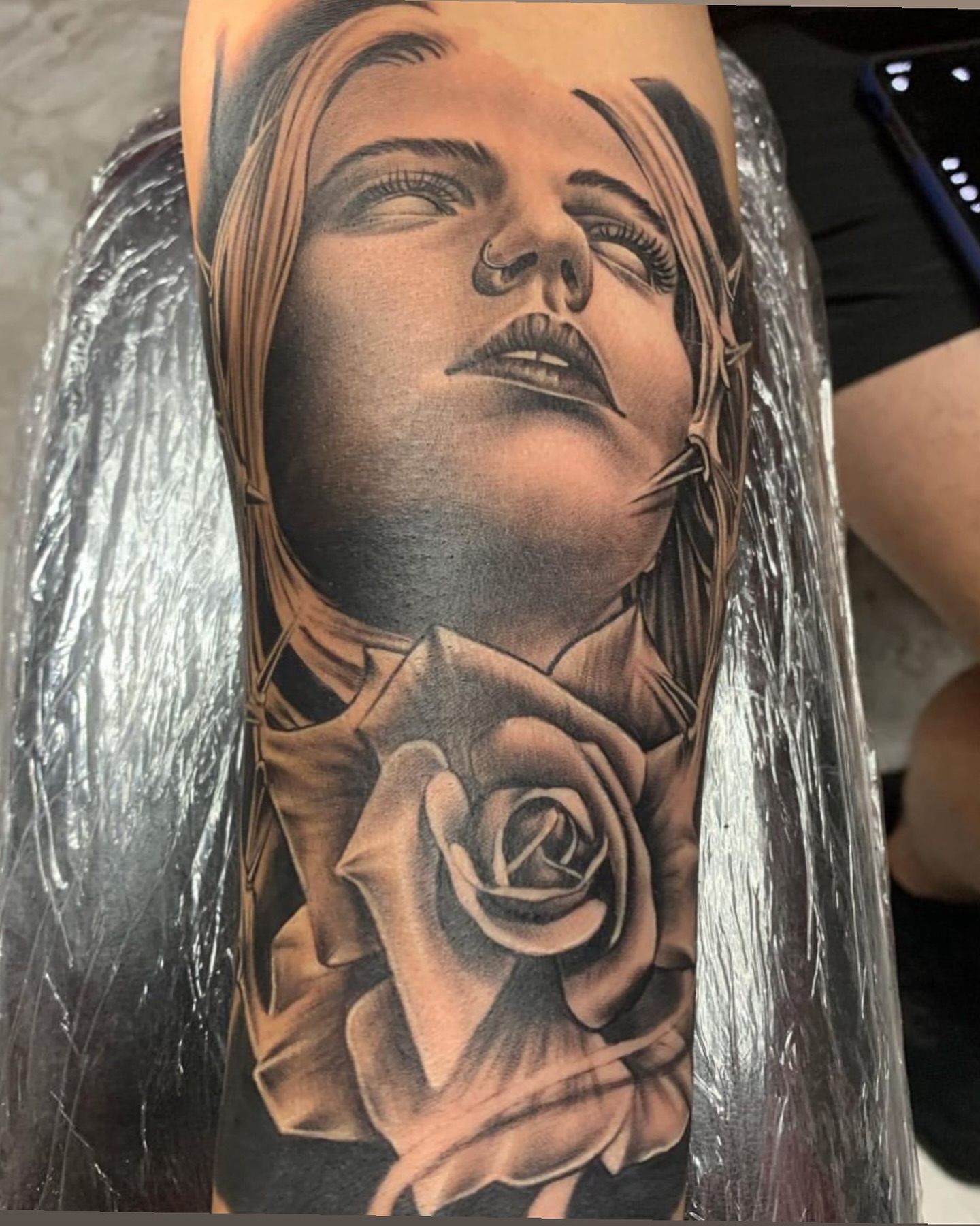 Tattoo by @omarrodrigueztattoo — realism, black_and_grey