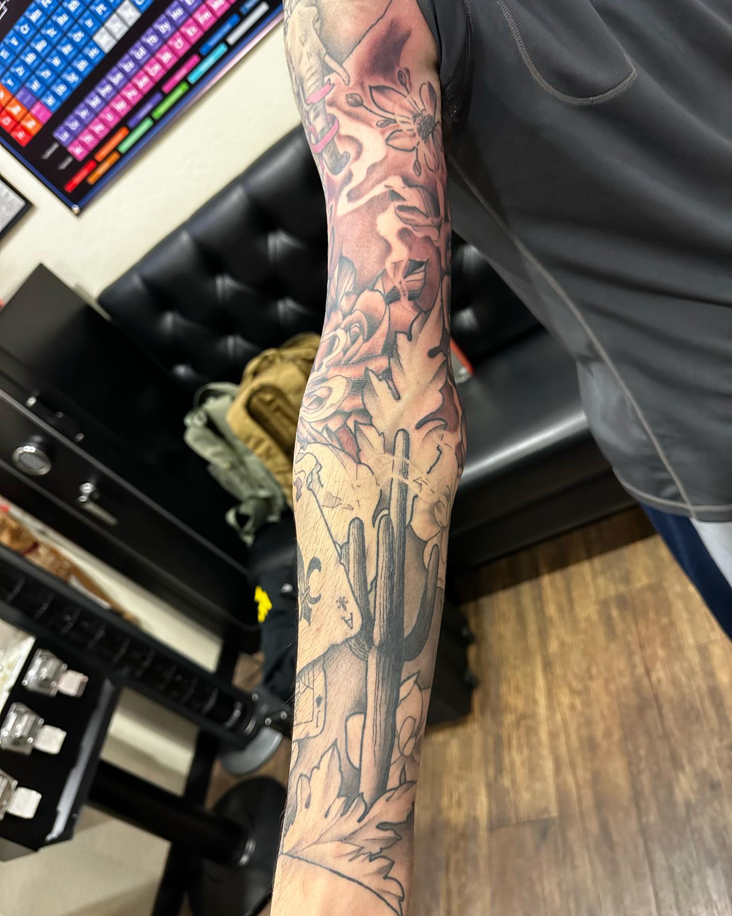 Desert landscape realism tattoo on the forearm by SAL, Mesa, Arizona
