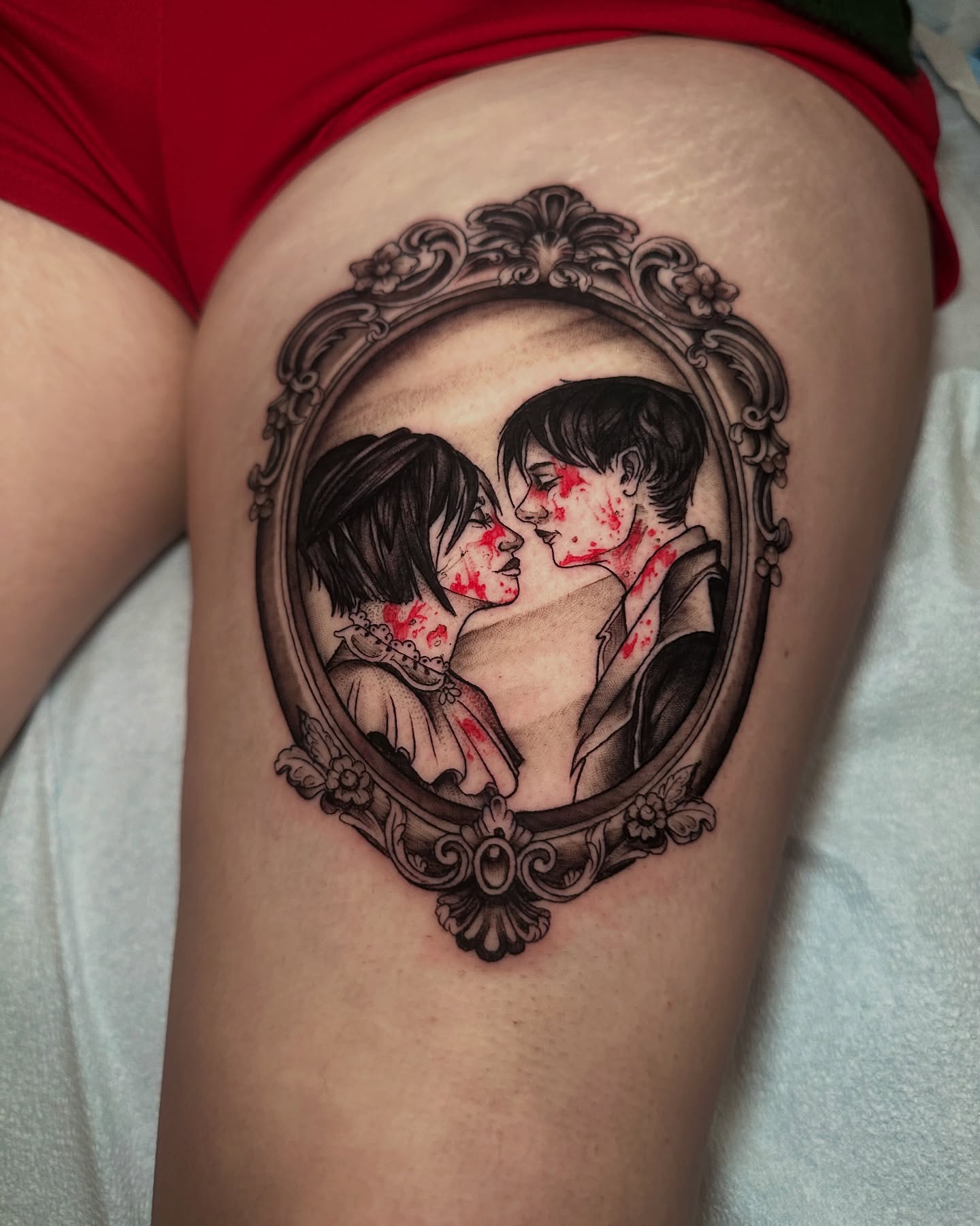 Tattoo by @hellbunnytattoos — black_and_grey, realism