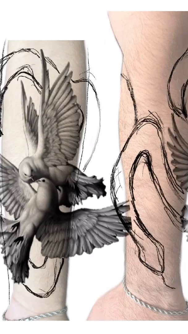 Dove and snake realism tattoo by Denver Tattoo Artist