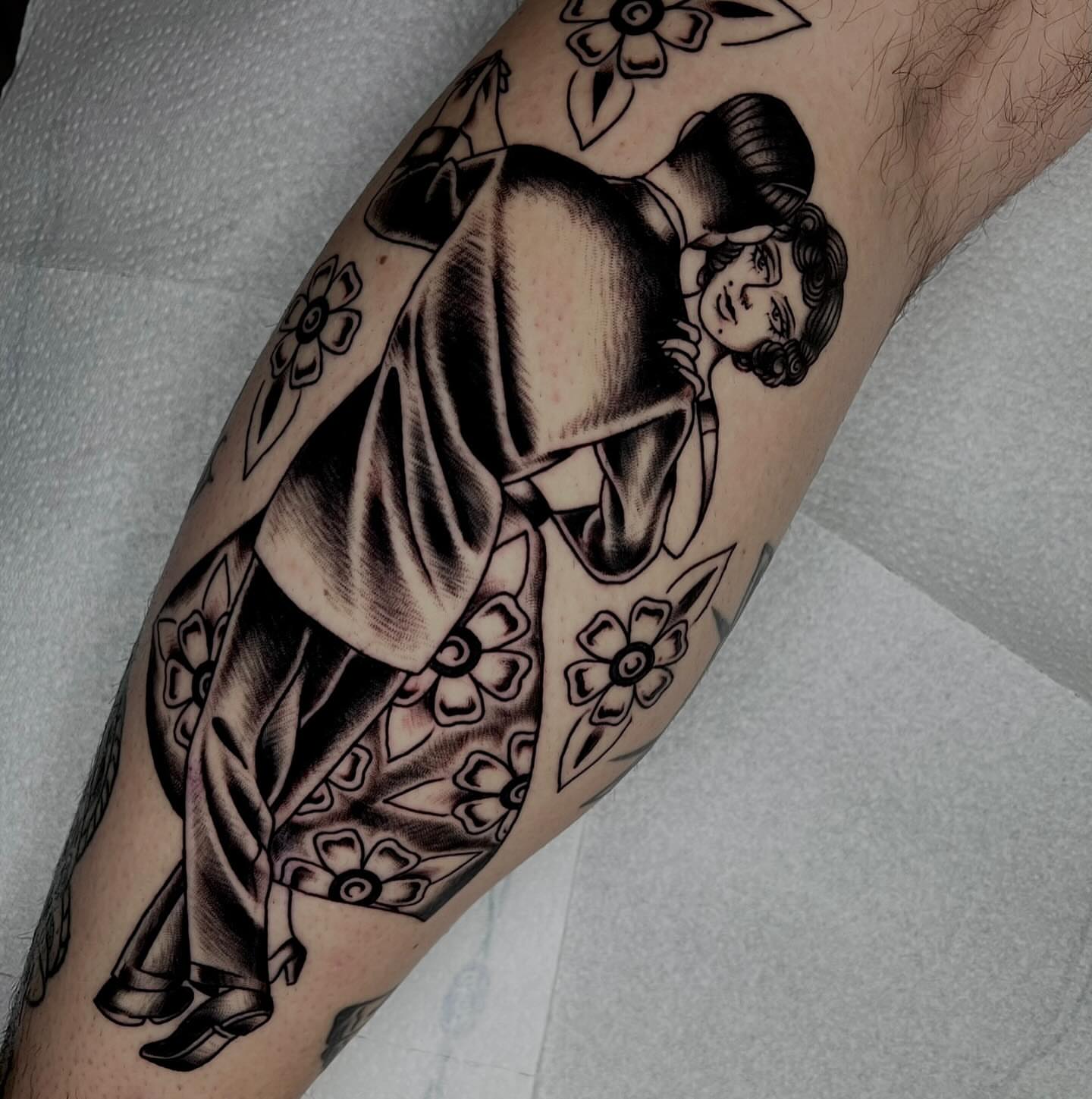 Geisha American traditional tattoo on the forearm by Hailey Johnson