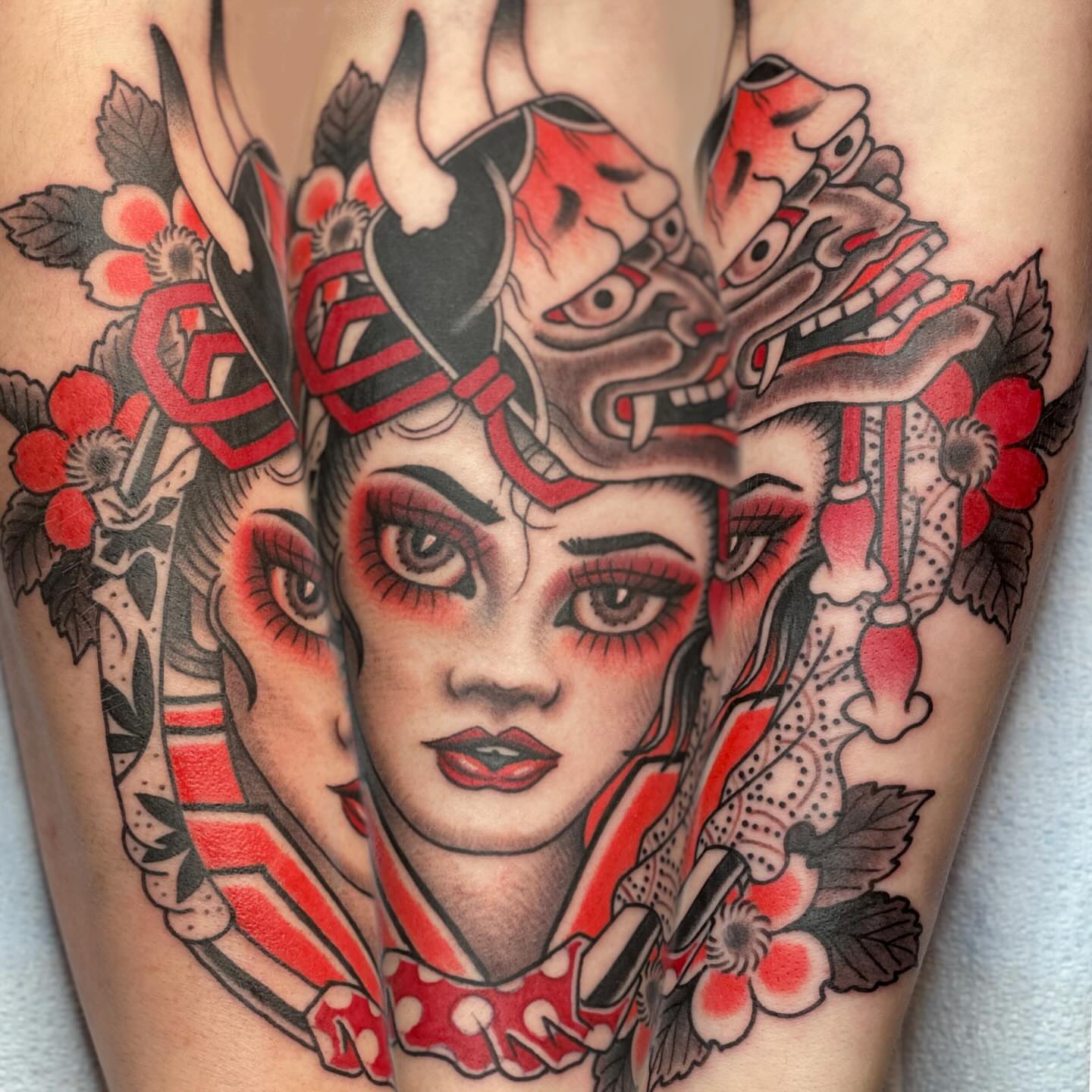 Tattoo by @glessnertattoo — american_traditional, japanese_irezumi