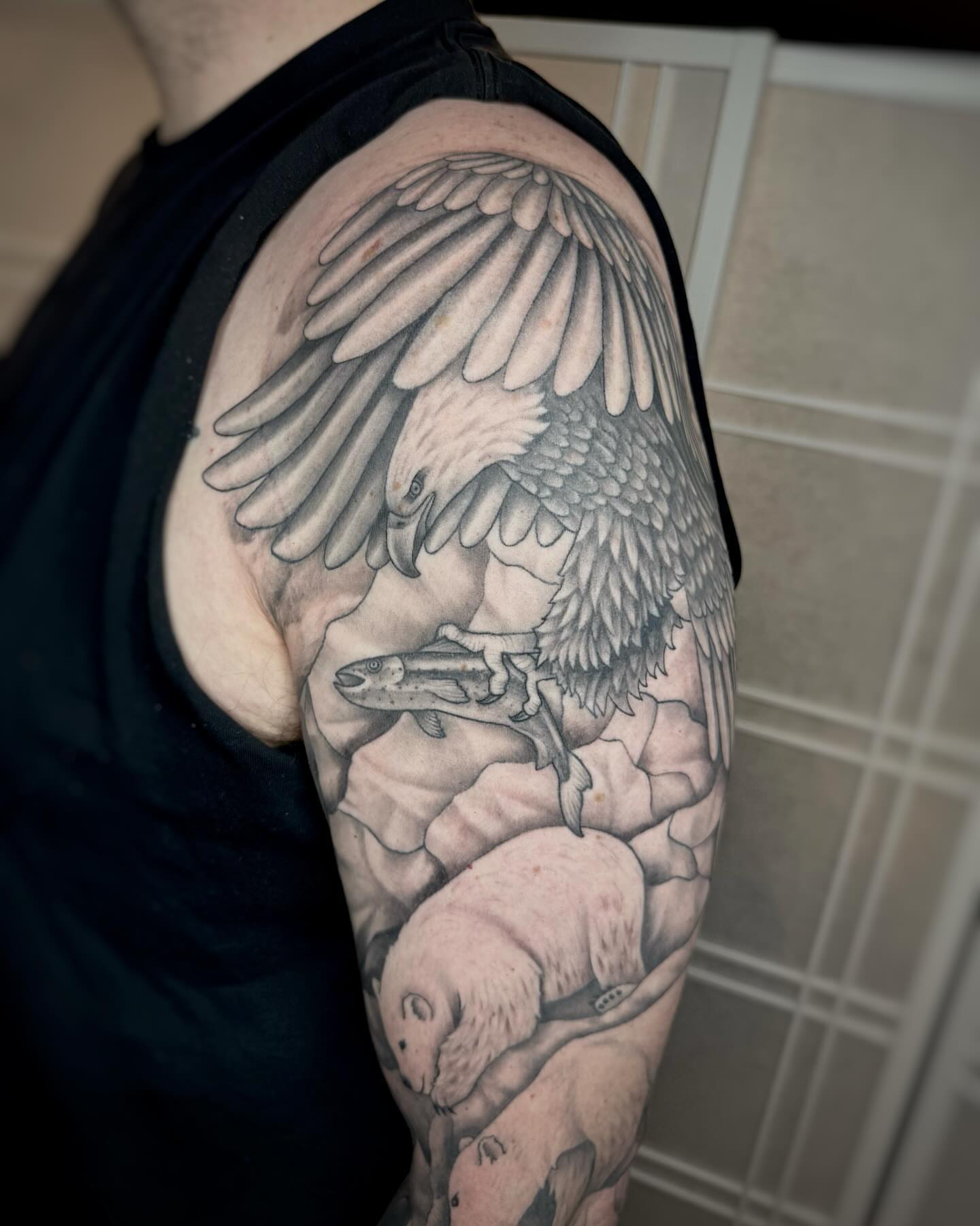 Tattoo by @tattooedbyrose — black_and_grey
