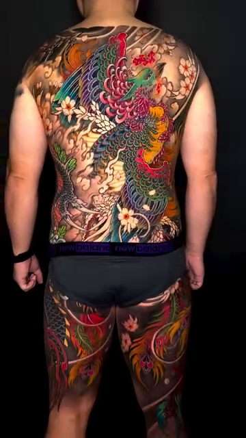 Phoenix and peonies japanese irezumi tattoo by Hocheon