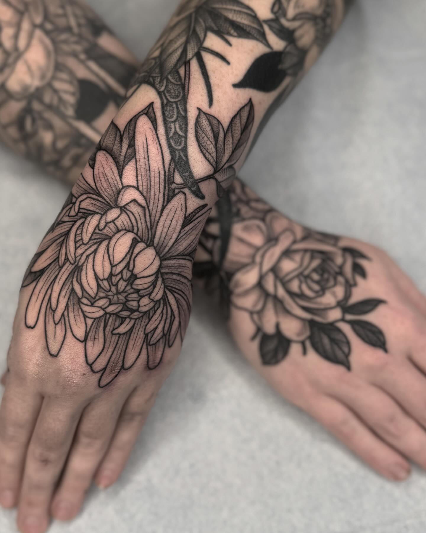 Tattoo by @thiefhands — black_and_grey