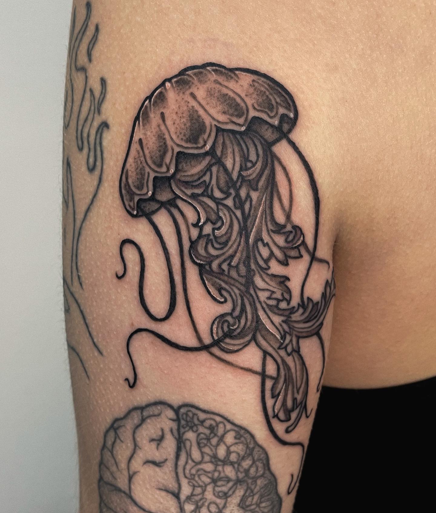 Tattoo by @allieruck_tattoos — black_and_grey