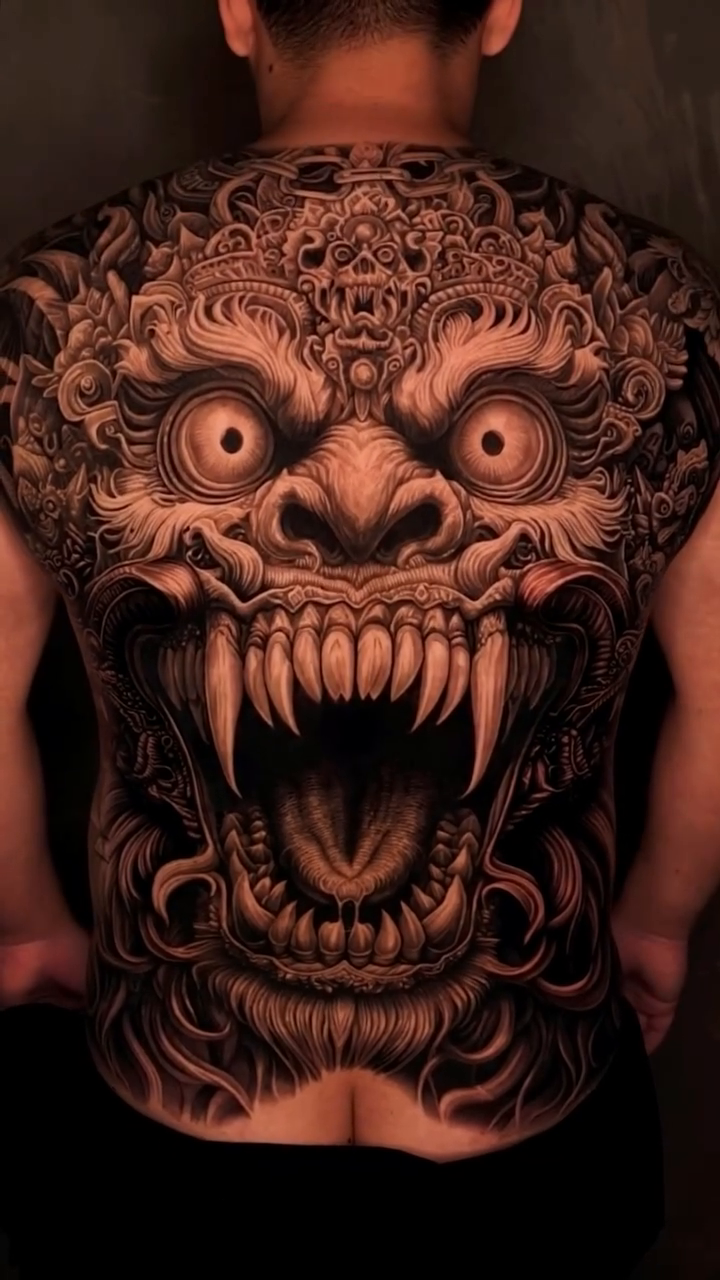 Demon face japanese irezumi tattoo by Steven tattoo
