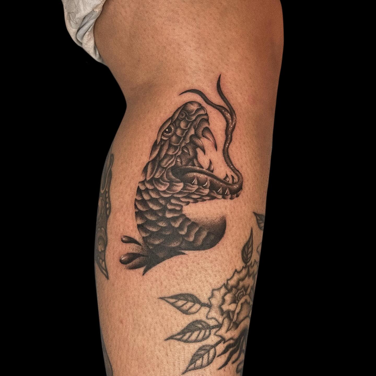 Tattoo by @wizdtattoo — black_and_grey