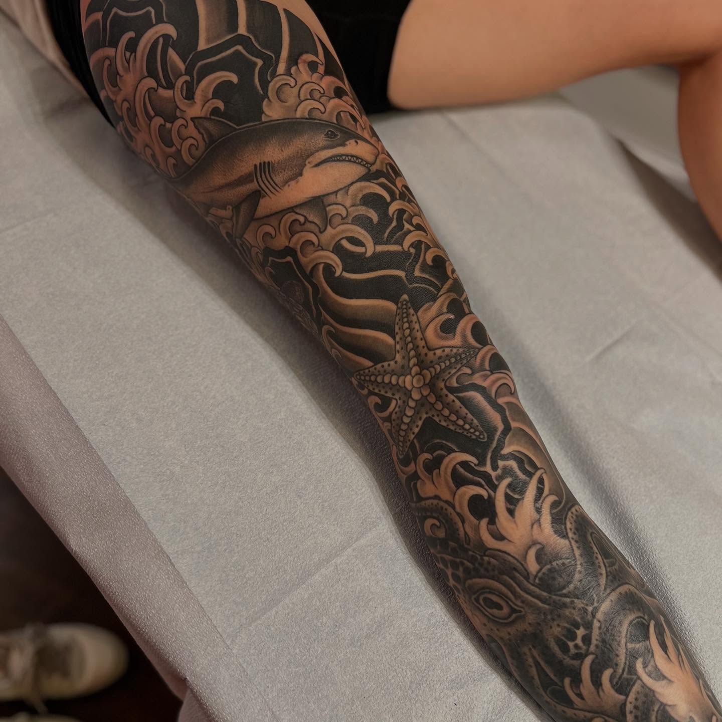 Tattoo by @chrisromolini — japanese_irezumi, black_and_grey