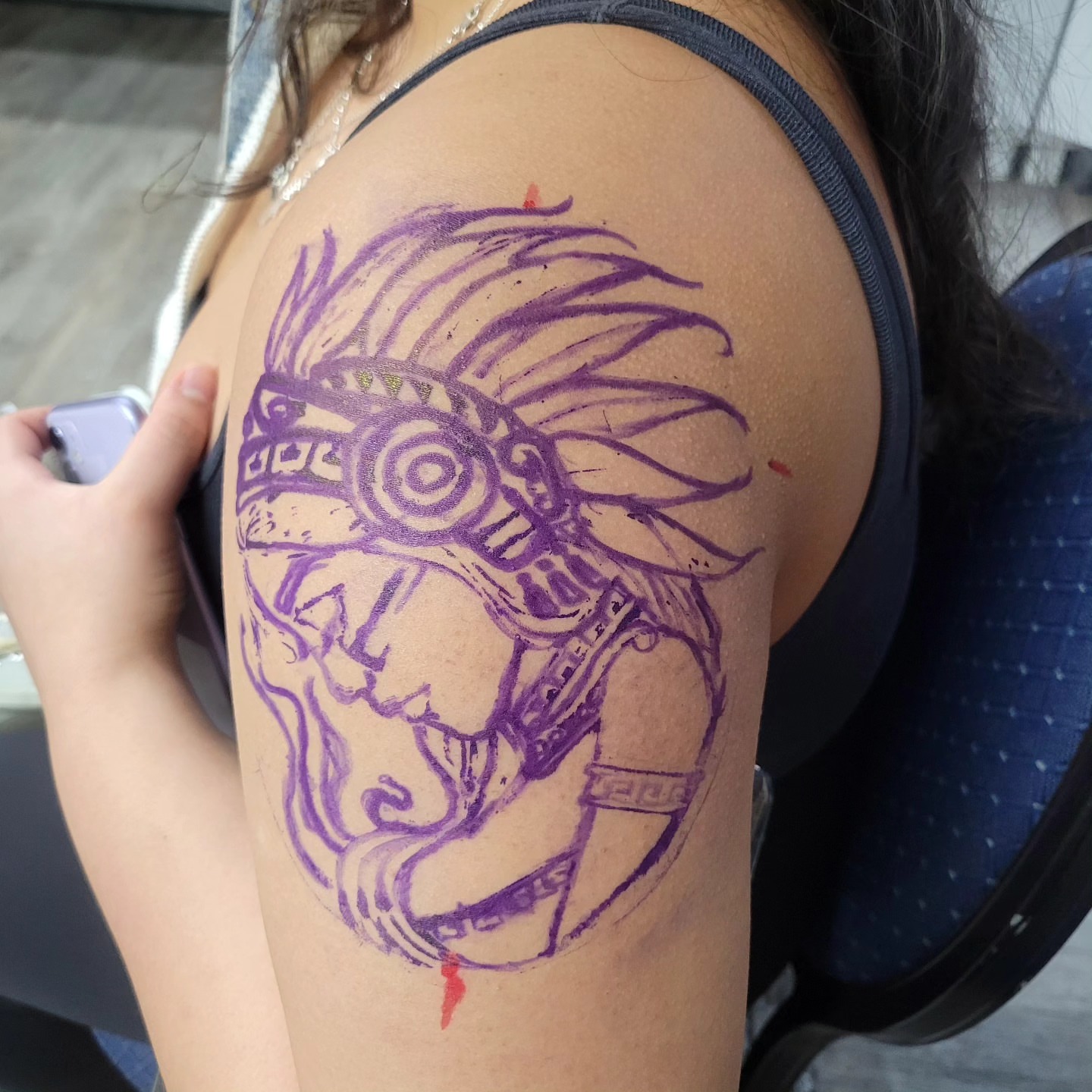 Skull anime tattoo on the shoulder by LolaCat🐉
