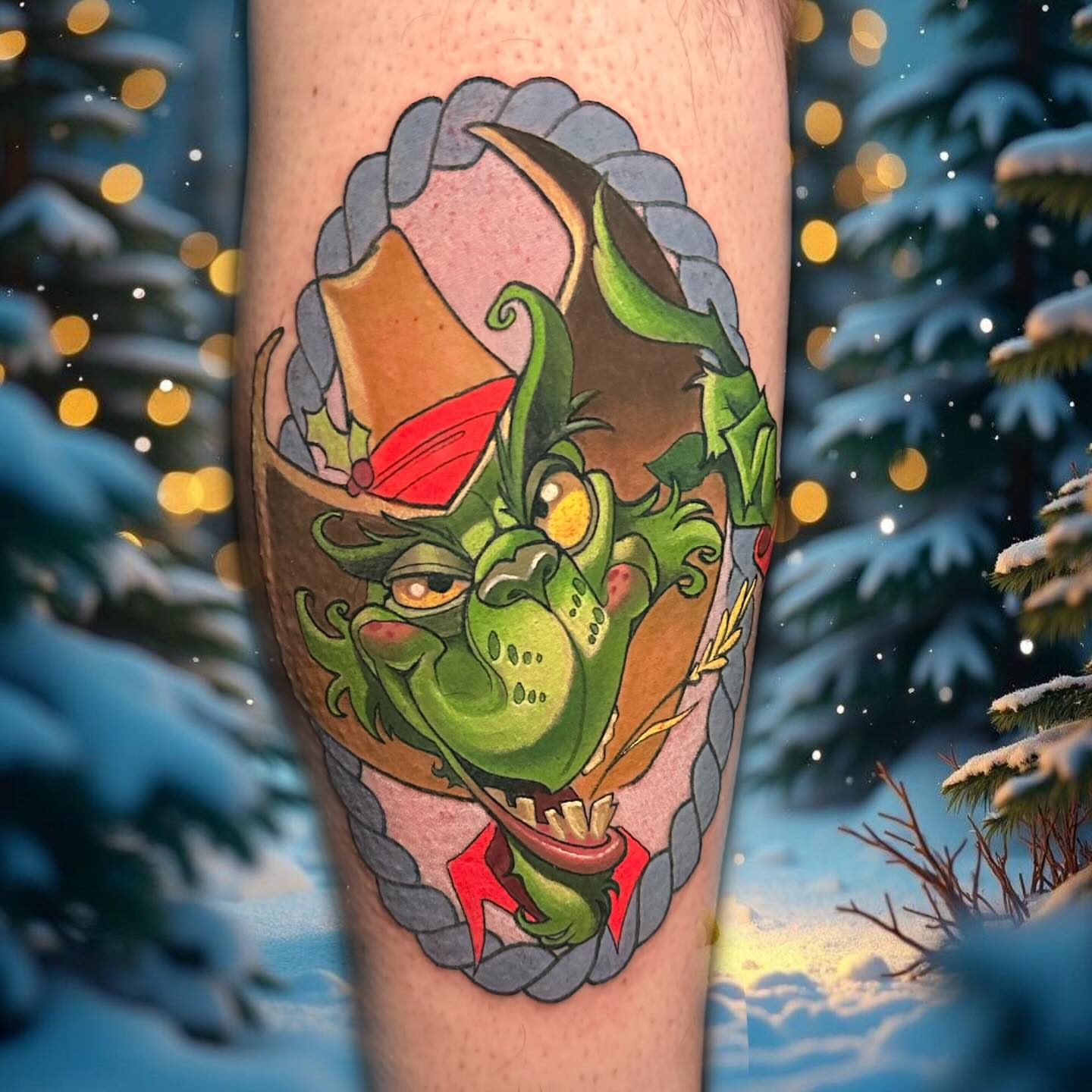 The grinch American traditional tattoo on the forearm by Joshua L Wilson, Dayton, Ohio