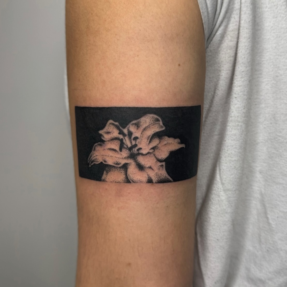 Flower dotwork tattoo on the forearm by โโฎโ๐ถ๐๐ฝ๐๐๐ู เฃชโญ las vegas tattoo artist