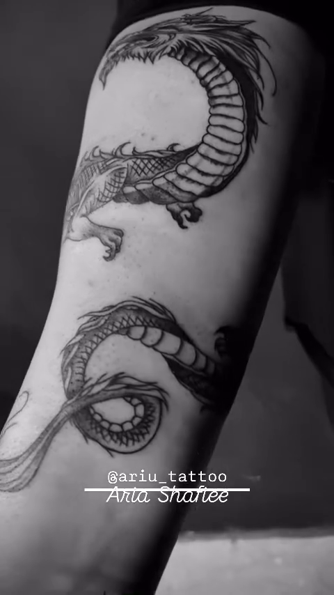 Dragon tattoo on arm Japanese tattoo on the forearm by Aria Shafiee